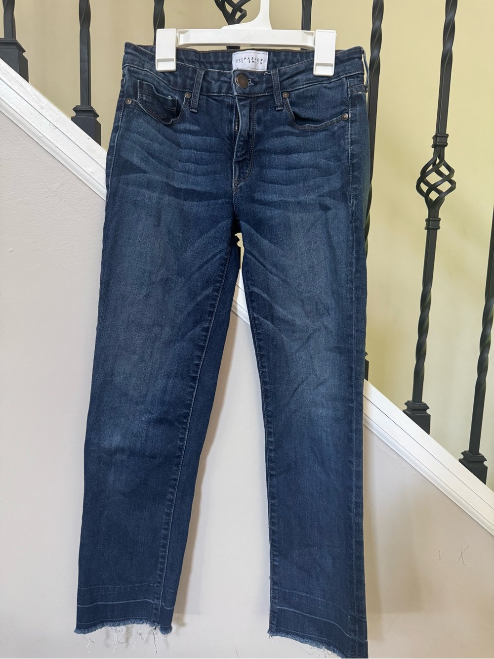 PARKER SMITH Dark Blue Cropped Straight Jeans